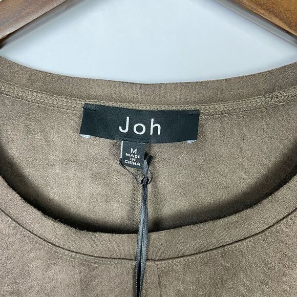 Joh | NWT Aurora Brown Vegan Suede Long Sleeve Round Neck Dress with Pockets - Picture 8 of 10